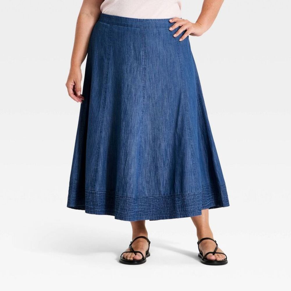 Women's Chambray Midi Skirt - Universal Thread Blue XXL